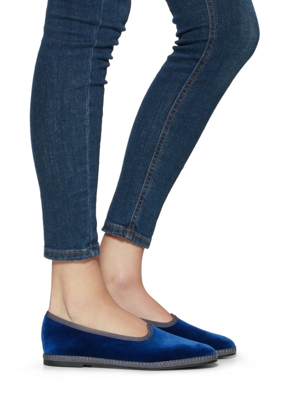 Italeau Allegra Royal Blue Velvet Flats 37.5/US 7 Handmade Italy NIB